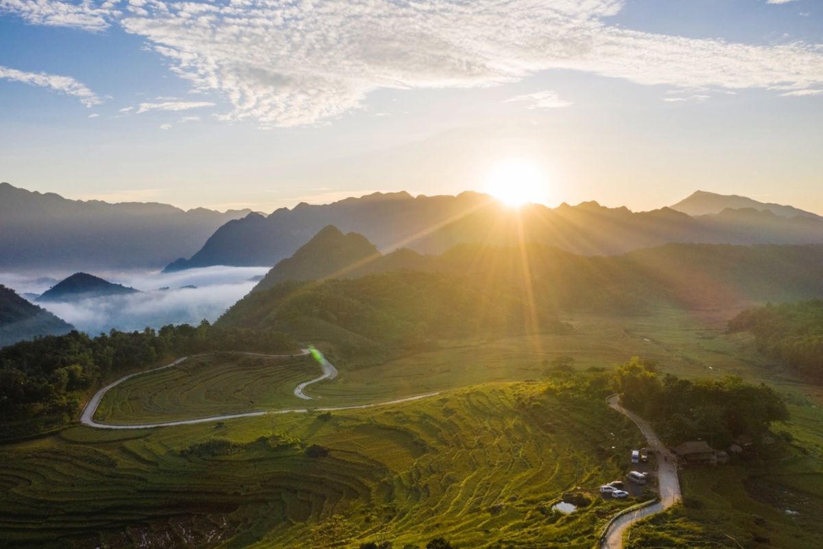 Golden rice fields in Pu Luong, a perfect time for visiting